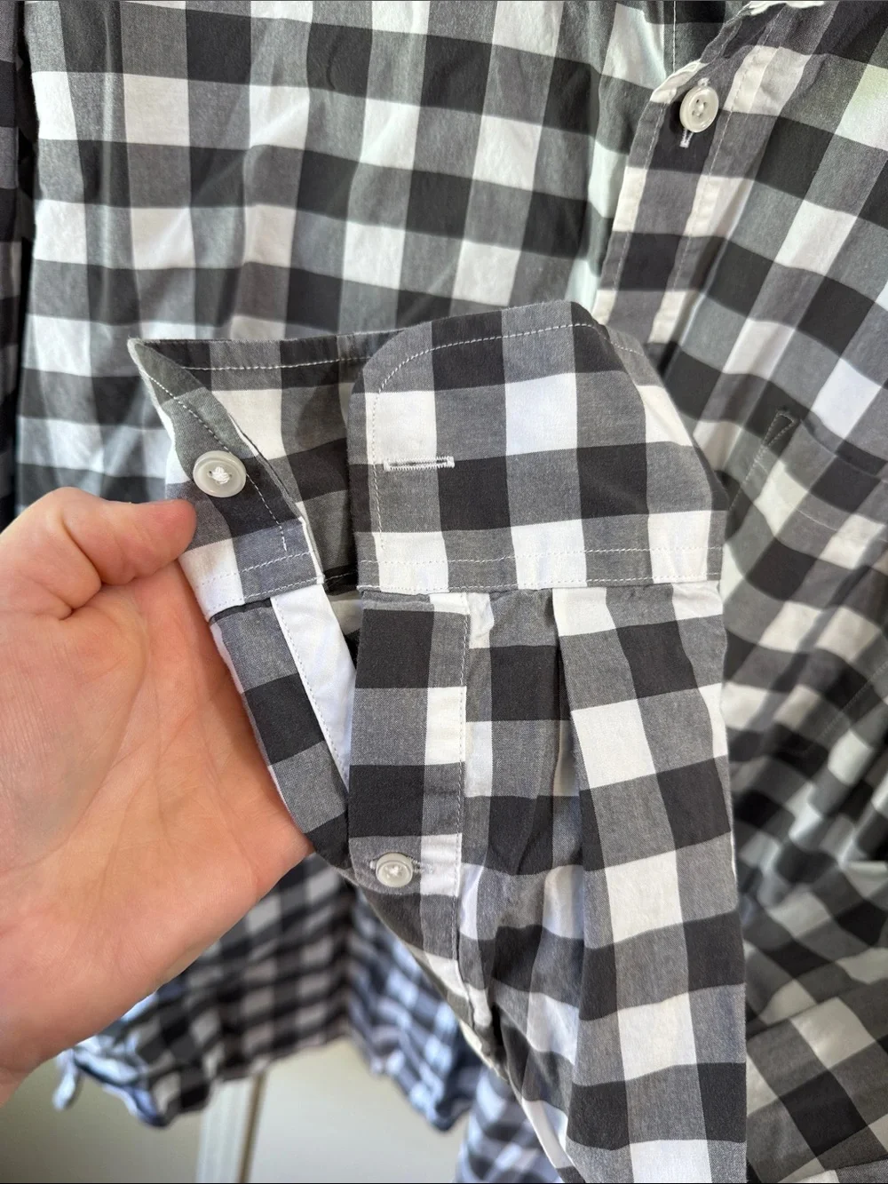 J.Crew Slim Fit Gingham Button Down‎ Shirt XL Gray White Cotton Casual Classic